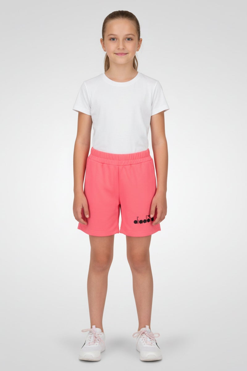 DIADORA Kids Girl Brand Logo Basic Shorts, Pink - Image 1