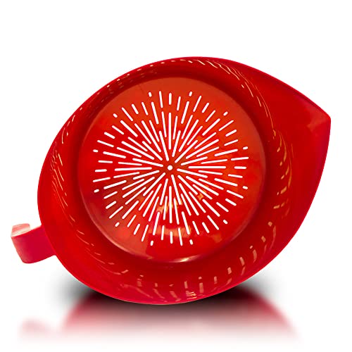 Easy Greasy Colander Grease Strainer With Handle And Container, Catch Bowl With Lid 3 Piece Strain Set | Strains Ground Beef, Bacon & Pasta | Safe Kitchen Gadget BPA Free | Made In The USA (Red) - Image 2