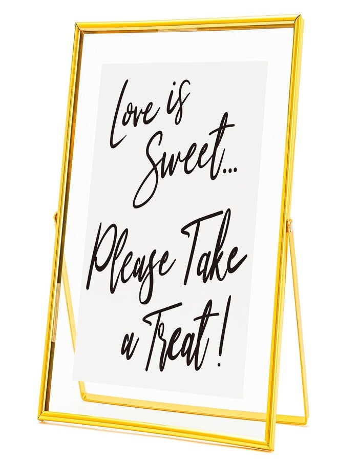 Calculs Love is Sweet Decorative Signage For Dessert Table Decor 10x8 Inches Gold Floating Picture Frame Wedding Bridal Party Gifts Display Photo Holders - Image 1