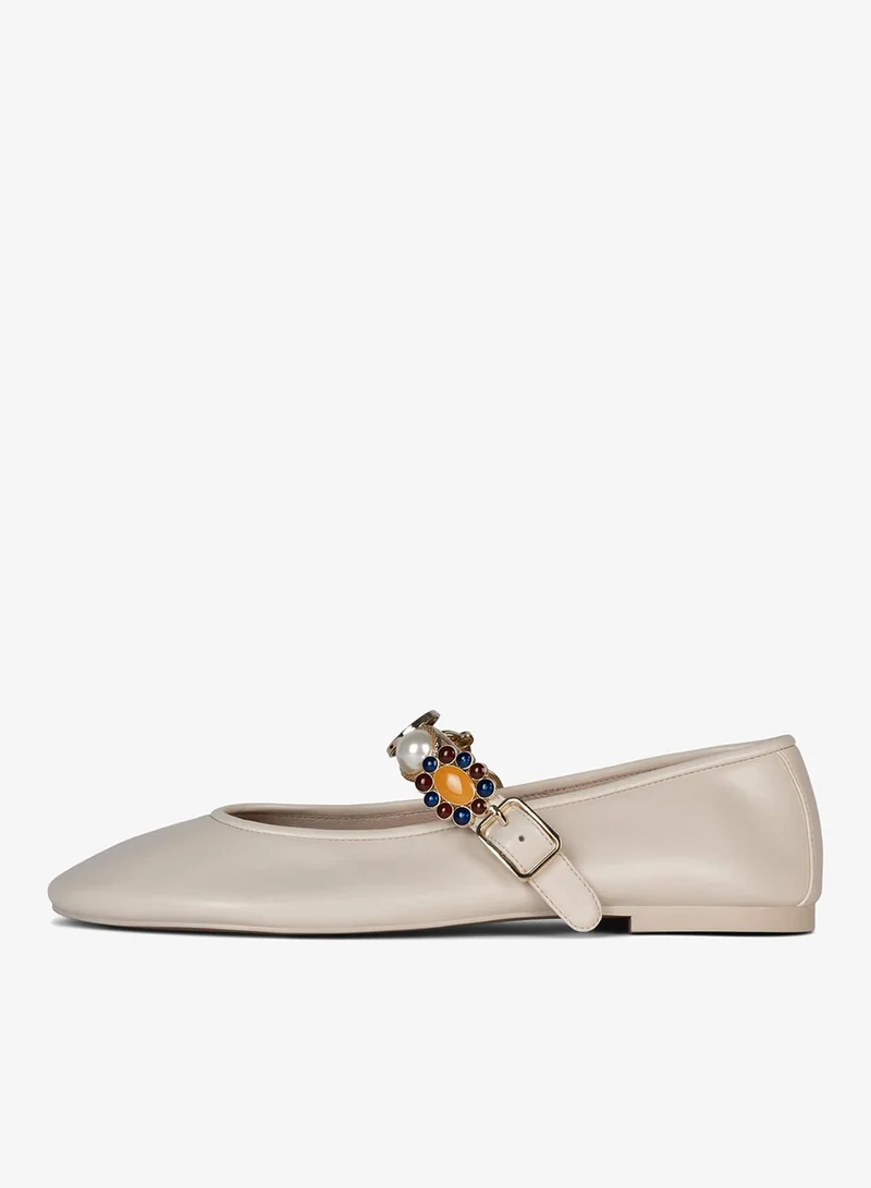 Jeffrey Campbell Cream Amarris Ballerinas for Women | Best Price UAE