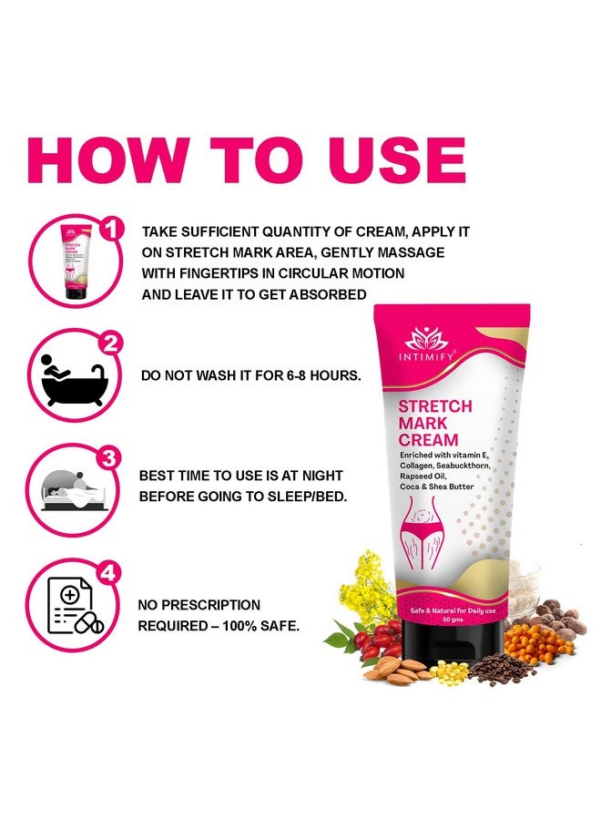 INTIMIFY كريم إنتيميفي لإزالة علامات التمدد للنساء، كريم علامات التمدد للحمل، كريم علامات التمدد أثناء الحمل، كريم إزالة علامات التمدد بعد الحمل 50 جرام (عبوة واحدة) - Image 5