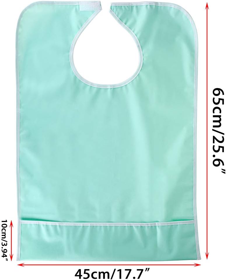 BTSKY 4 Pcs Waterproof Reusable Adult Bibs Washable Mealtime Protector Bib Clothing Protector with Crumb Catcher - Image 2