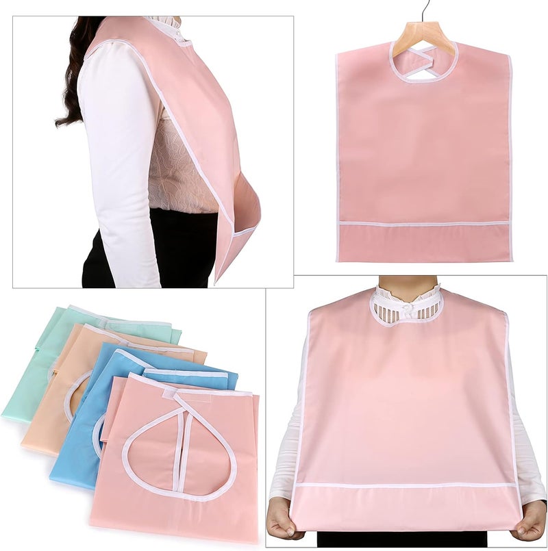 BTSKY 4 Pcs Waterproof Reusable Adult Bibs Washable Mealtime Protector Bib Clothing Protector with Crumb Catcher - Image 5