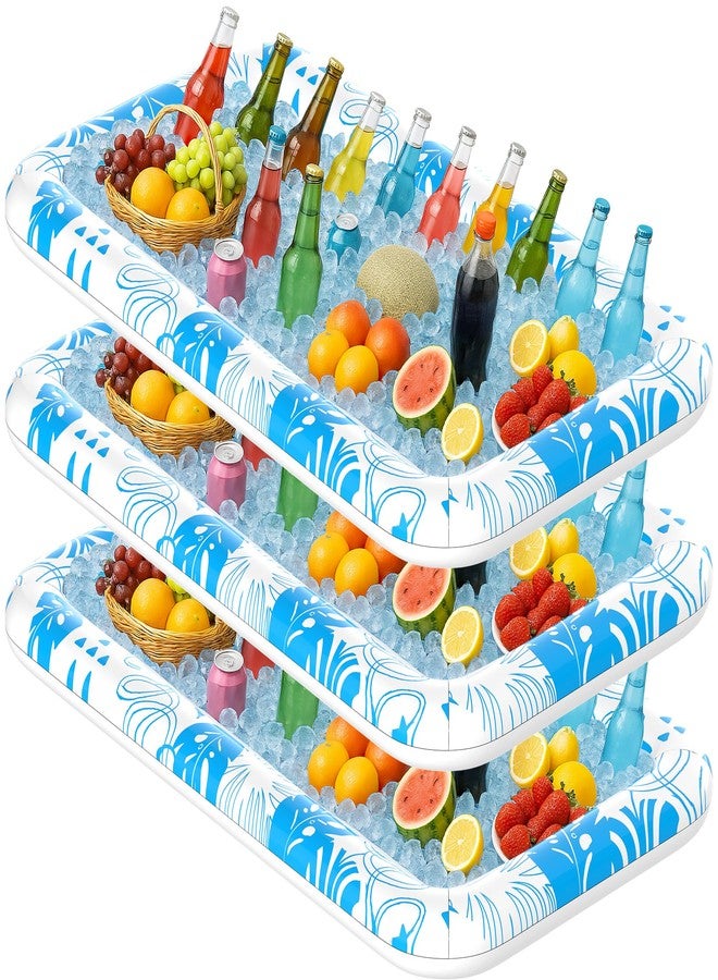 CACSPS 3 Pcs Ice Buffet Serving Tray Drink Cooler with Drain Plug,Inflatable Colorful Light Ice Serving Buffet Bar Inflatable Cooler for Parties Food - Image 1