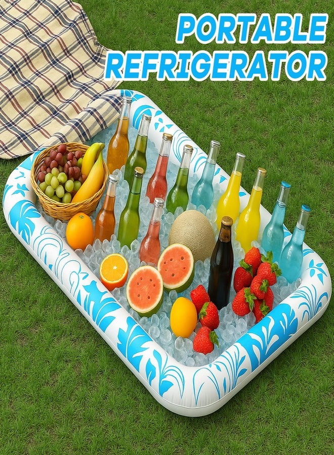 CACSPS 3 Pcs Ice Buffet Serving Tray Drink Cooler with Drain Plug,Inflatable Colorful Light Ice Serving Buffet Bar Inflatable Cooler for Parties Food - Image 3