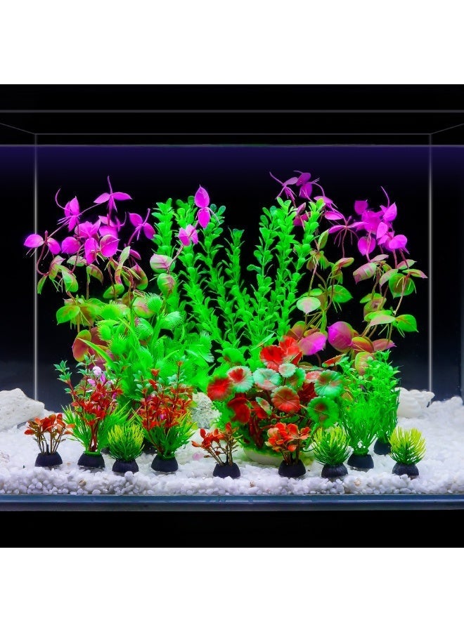 OASIS-TH 11pcs Aquarium Plants Colorful Artificial Aquatic Plants Lifelike Decor Fish Tank Plants Aquarium Plant Decorations - Image 2