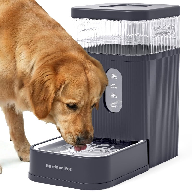 Gardner Pet 2.2 Gallon Automatic Dog Water Bowl Dispenser 8.5L Gravity Water Feeder with Stainless Steel Bowl & Maifan Stone Filter, BPA-Free for for Cats and Dogs (Grey, 2.2 Gallon) - Image 1