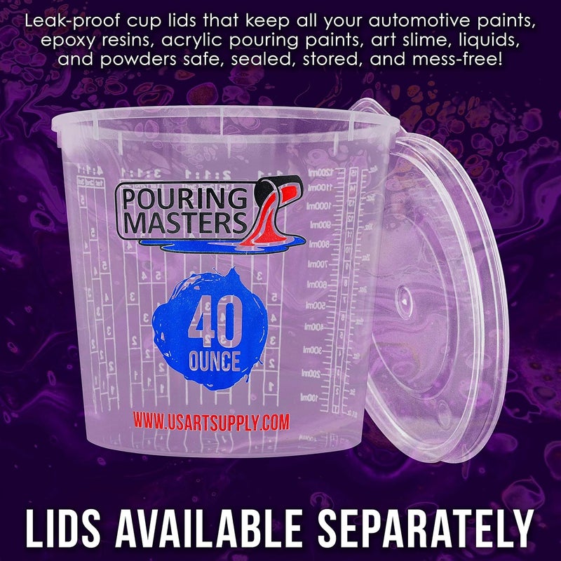 Pouring Masters أكواب الخلط البلاستيكية المتدرجة من بورش ماسترز سعة 40 أونصة (1200 مل) (علبة تحتوي على 24 كوبًا) - للاستخدام مع الطلاء، الراتنج، الإيبوكسي، الفن، المط��خ، الطهي، الخبز - القياسات بالأونصة والملليلتر، 4 نسب قياس مختلفة 1:1 - Image 5
