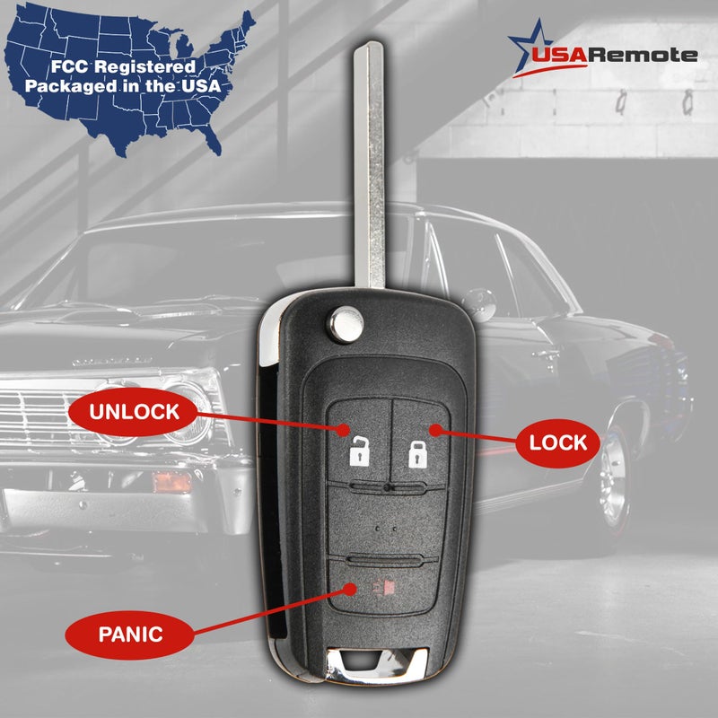 USARemote جهاز تحكم عن بُعد لفتح السيارة بدون مفتاح يناسب شيفروليه إكوينوكس، سونيك، تيرين 2010-2017 (OHT01060512 3-btn) - Image 3