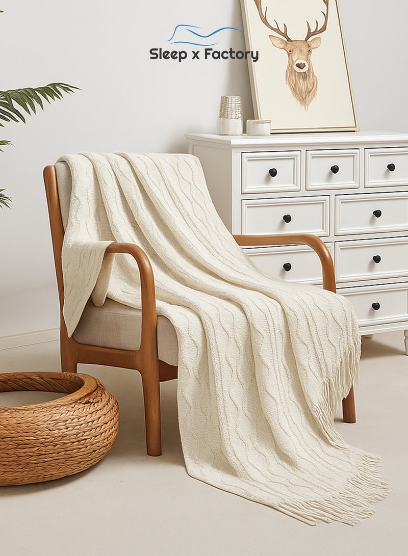 Sleep x Factory European Throw Blanket – Lightweight Sofa & Living Room Blanket – 127×152 cm - Image 1