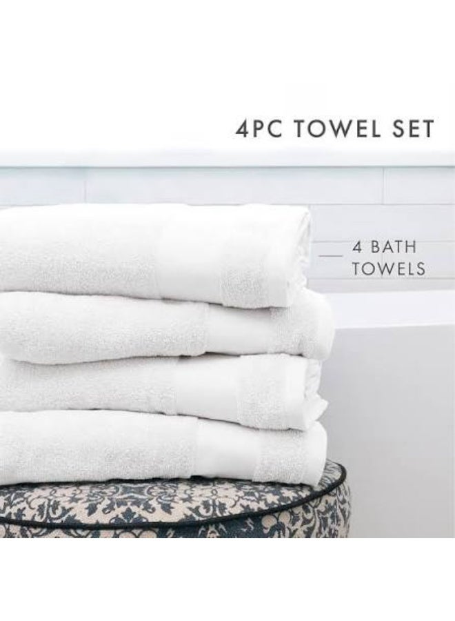 Bath Towel 70x140cm Set of 4 pieces, 500gsm 100%cotton white colour Made on India - Image 2