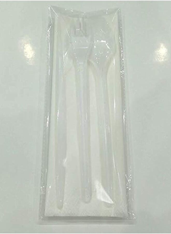 Generic 100 Disposable Cutlery Set (Spoon, Fork, Knife, Handkerchief) 