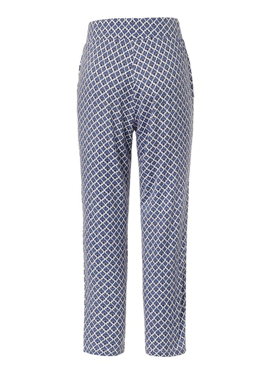 Tchibo Women Regular Fit Allover Print Pant, Blue  - Image 3