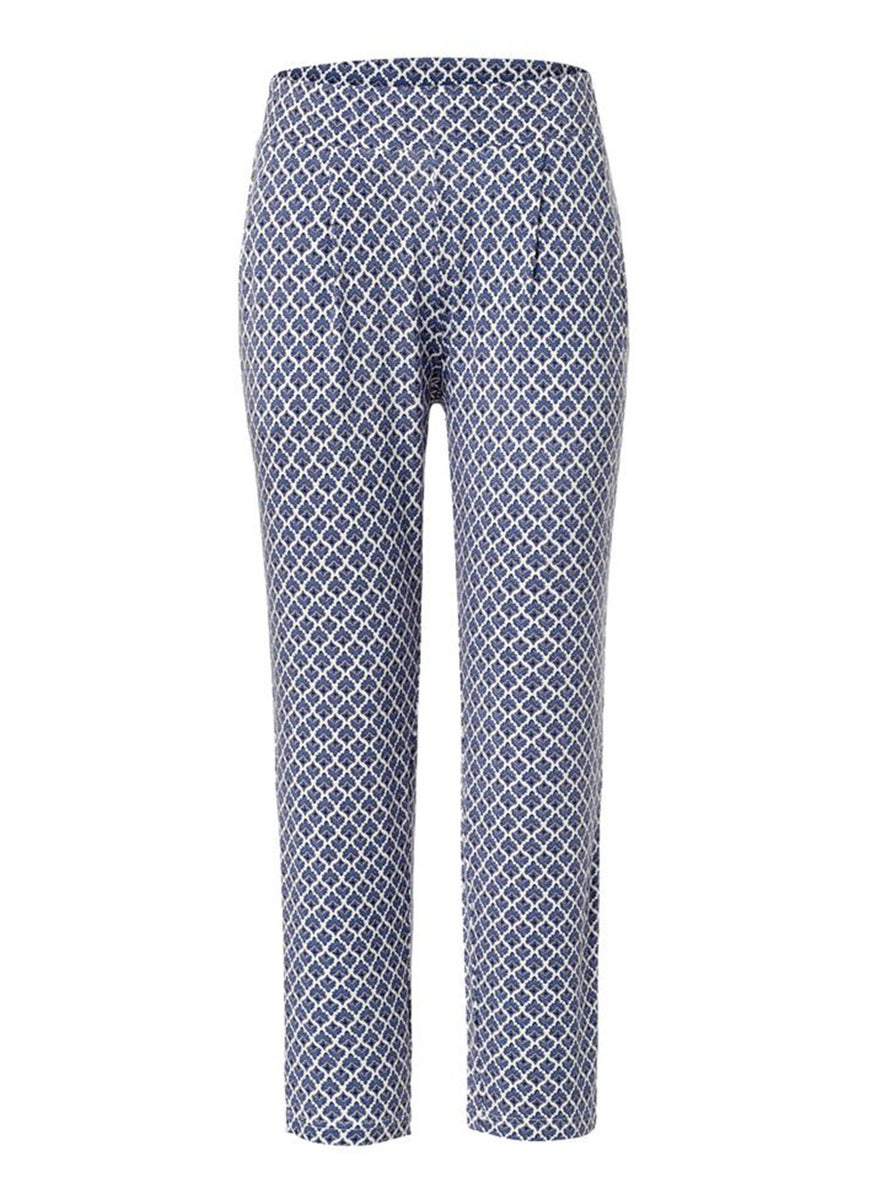 Tchibo Women Regular Fit Allover Print Pant, Blue  - Image 4