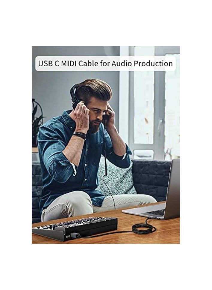 كابل كرييشن كابل طابعة USB C بطول 6.6 قدم، كابل USB C إلى كابل الطابعة USB C إلى B، كابل طابعة كابل الماسح الضوئي إلى كابل USB C MIDI لوحدة تحكم Yamaha Casio Digital Piano MIDI، وحدة تحكم DJ، 2M أسود - Image 3