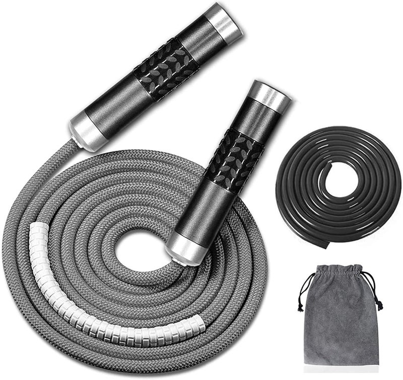Redify Weighted Jump Rope for Workout Fitness(1LB), Tangle-Free Ball Bearing Rapid Speed Skipping Rope for MMA Boxing Weight-loss,Aluminum Handle Adjustable Length 9MM Fabric Cotton+9MM Solid PVC Rope - Image 1