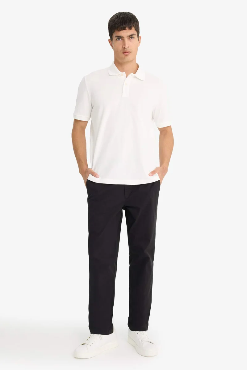 ديفاكتو Regular Fit Polo Collar Pique Short Sleeve Polo T-Shirt