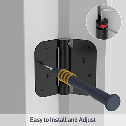 HOSOM Self Closing Door Hinges 4 Inch Spring Loaded Hinges Soft Close Door Hinges Matte Black with 5/8'' Radius Corners Adjustable Tension, UL Listed, 3 Pack - Image 5