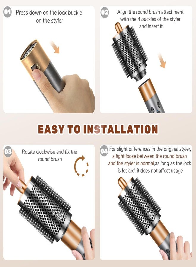 CLLFUU Upgraded Large Round Volumizing Brush for Dyson Airwrap Attachments Bigger Oval Round Brush Volumizer Tool Accessories for Fluffy Styling Hair (Gold) - Image 4