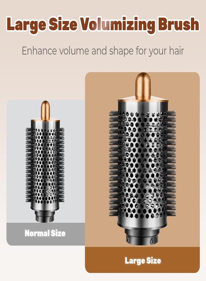 CLLFUU Upgraded Large Round Volumizing Brush for Dyson Airwrap Attachments Bigger Oval Round Brush Volumizer Tool Accessories for Fluffy Styling Hair (Gold) - Image 3