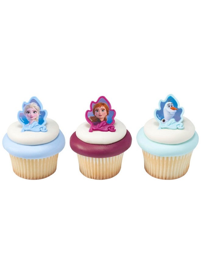 DecoPac DecoPac Frozen II Rings, Cupcake Decorations Featuring Elsa, Anna, And Olaf For Birthday And Christmas Celebrations - 24 Pack  - Image 1