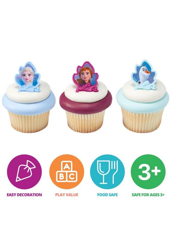 DecoPac DecoPac Frozen II Rings, Cupcake Decorations Featuring Elsa, Anna, And Olaf For Birthday And Christmas Celebrations - 24 Pack  - Image 3