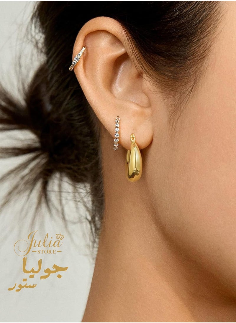 Julia Store Gold Tone Chunky Hoop Earrings 14K Gold Plated Statement Thick Hollow Twist Tube Huggie Hoops Earrings Best Seller Hypoallergenic Fashion Jewelry Gifts By Julia Store  - Image 4