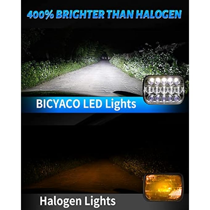 BICYACO Dot 110W 5X7 7X6 Inch Led Headlights HiLow Led Sealed Beam Headlamp Compatible With Jeep Wrangler Yj Cherokee Xj Kenworth T300 19972010 H4 Plug H6054 H5054 6054 6052 Chrome - Image 4