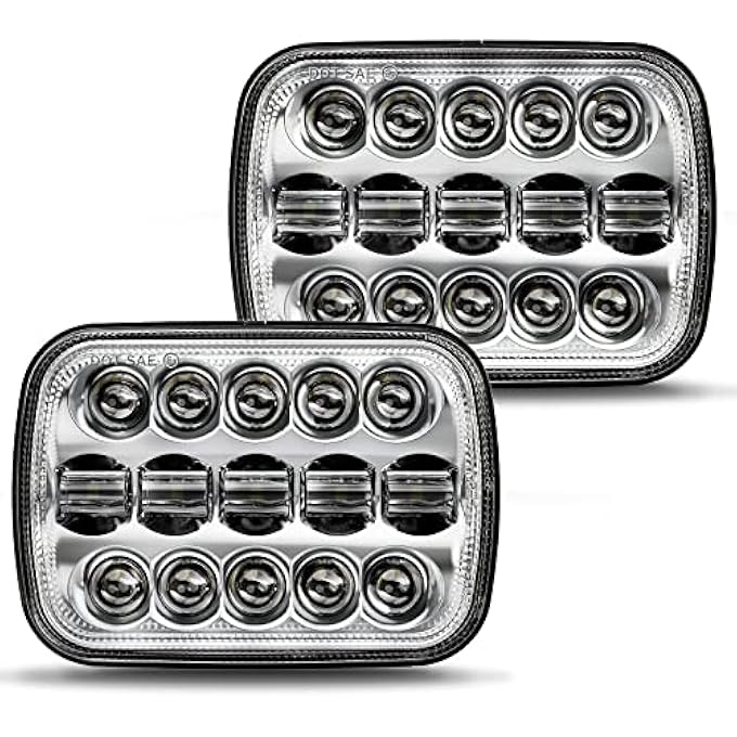 BICYACO Dot 110W 5X7 7X6 Inch Led Headlights HiLow Led Sealed Beam Headlamp Compatible With Jeep Wrangler Yj Cherokee Xj Kenworth T300 19972010 H4 Plug H6054 H5054 6054 6052 Chrome - Image 1