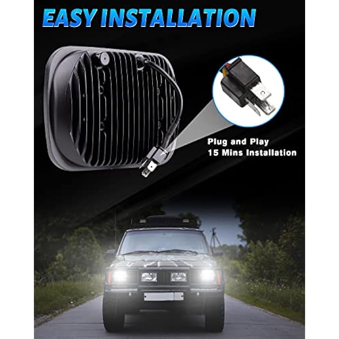 BICYACO Dot 110W 5X7 7X6 Inch Led Headlights HiLow Led Sealed Beam Headlamp Compatible With Jeep Wrangler Yj Cherokee Xj Kenworth T300 19972010 H4 Plug H6054 H5054 6054 6052 Chrome - Image 5