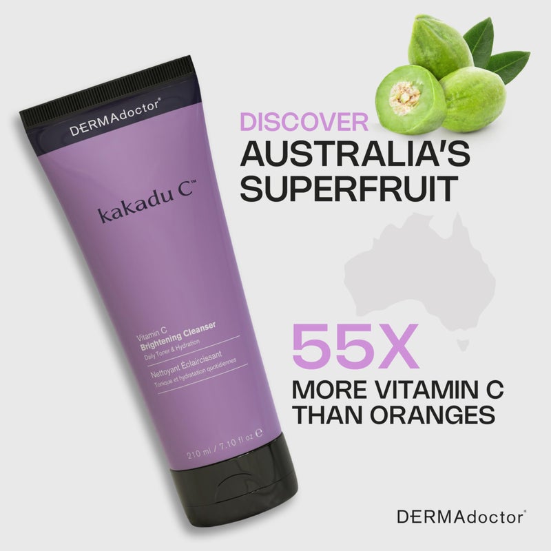 DERMAdoctor Vitamin C Face Wash â€“ Daily 3-in-1 Vitamin C Cleanser & Makeup Remover Face Wash That Tones, Clears Pores, Lifts Oil, and Removes Sunscreen & Pollutants with Potent Kakadu Plum â€“ 2.37 oz - Image 3