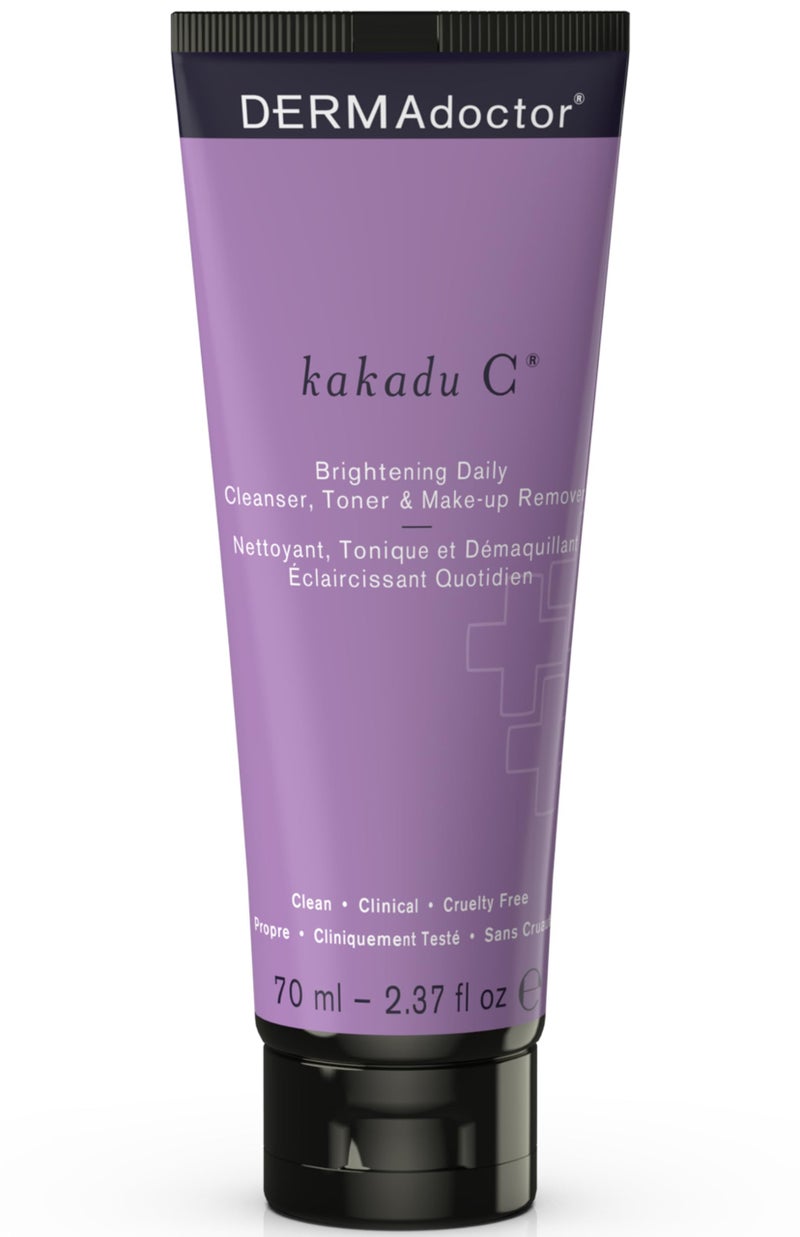 DERMAdoctor Vitamin C Face Wash â€“ Daily 3-in-1 Vitamin C Cleanser & Makeup Remover Face Wash That Tones, Clears Pores, Lifts Oil, and Removes Sunscreen & Pollutants with Potent Kakadu Plum â€“ 2.37 oz - Image 1