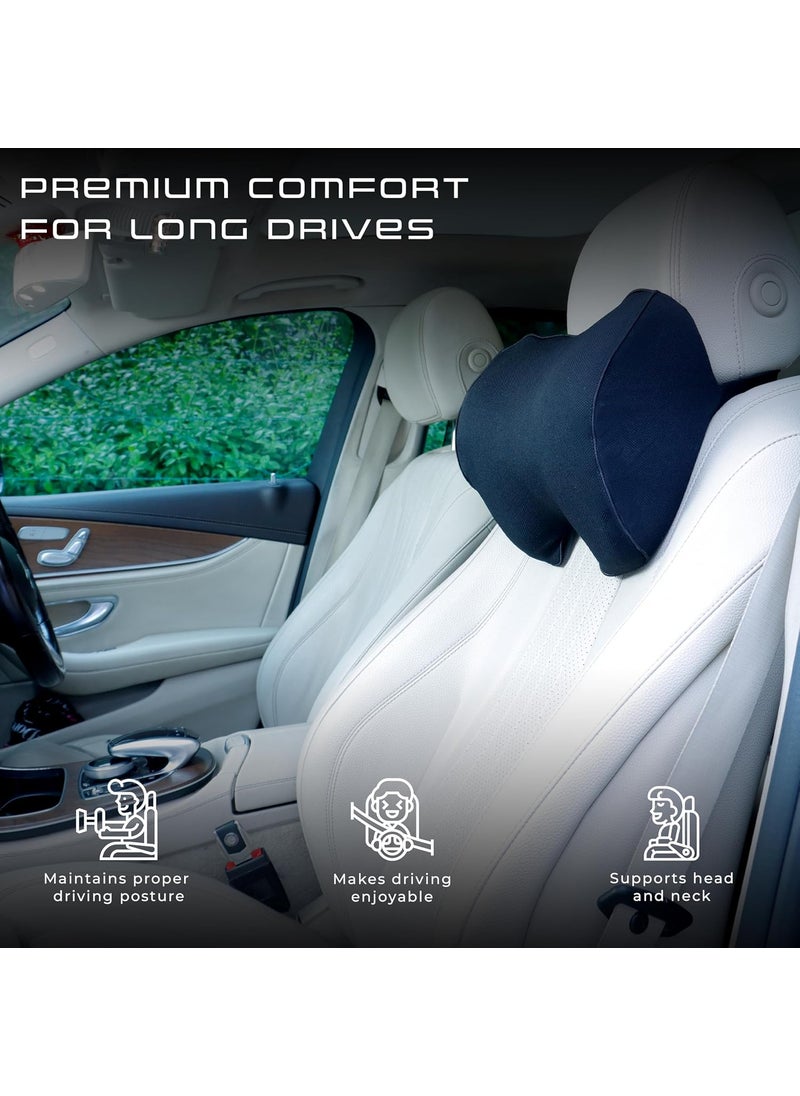 ROBUSTT Robustt Car Neck Rest Pillow Black Pack of 1 Ultrasoft Memory Foam Neck Pillow for Car Comfortable Travel Superior Neck Support Relieves Neck Pain Washable Fabric Easy Installation  - Image 2