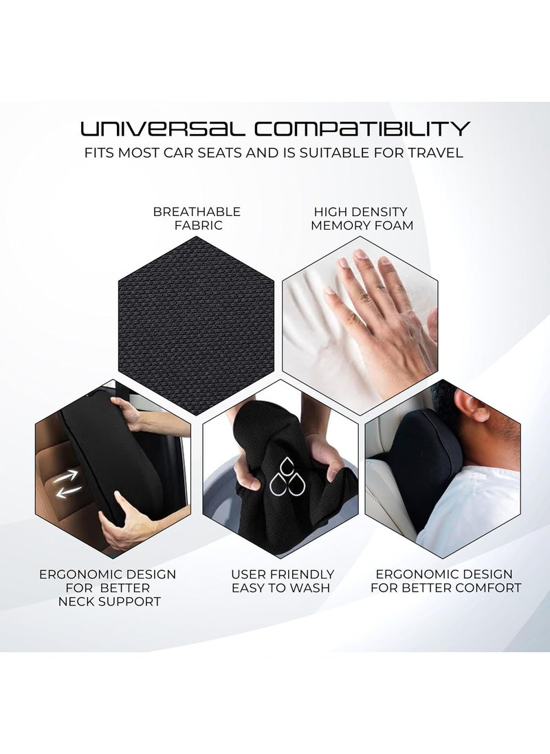 ROBUSTT Robustt Car Neck Rest Pillow Black Pack of 1 Ultrasoft Memory Foam Neck Pillow for Car Comfortable Travel Superior Neck Support Relieves Neck Pain Washable Fabric Easy Installation  - Image 4