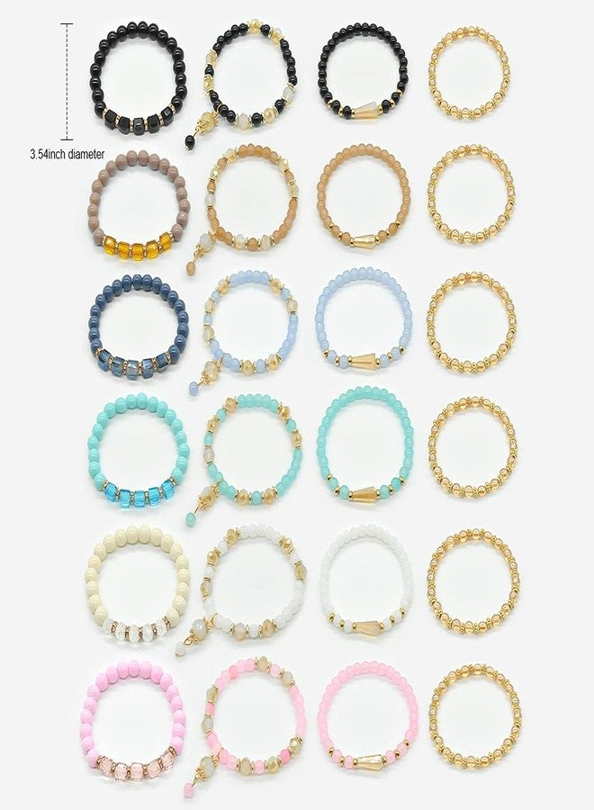 VONRU Bohemian Bracelet Sets for Women - 6 Sets Stackable Stretch Bracelets Multi-color Boho Hippie Bracelets Dainty Jewelry (Seed bead bracelet sets) - Image 3