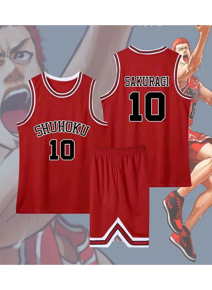 2 Piece Set Slam Dunk Costume, Lightweight Breathable Sports Basketball Jersey, Halloween Cosplay Costume - Image 2
