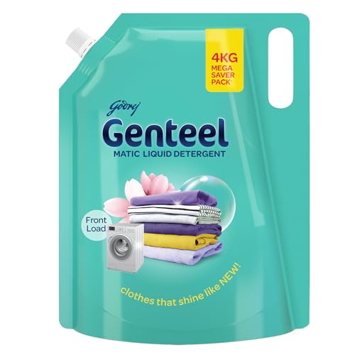 Genteel Matic Liquid Detergent Refill Pouch for Front load Washing - 4kg | No Soda Formula | with Added Fabric Conditioner - Image 1