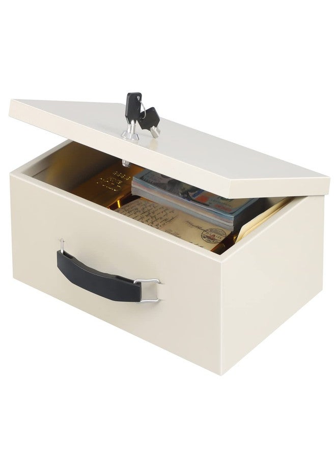 xydled Fire Resistant Safe Fire Safe Box with Key Lock for Home Office Security Storage for Valuables Documents,12.8 x 8.5 x 4.5 Inch,White,Beige - Image 1