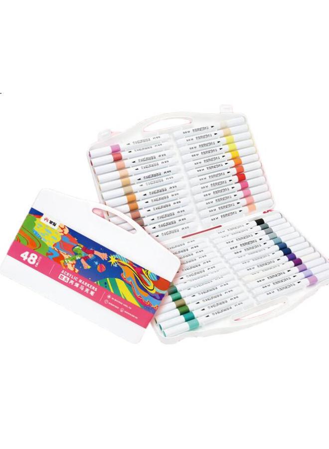 Grasp Master Acrylic Markers For Children With Soft Tips, Guka Acrylic Pens, Waterproof, Quick-Drying, Non-Translucent, Student Anime-Specific Pens, Refillable, Heart-Shaped Drawing Pencils, Fine-Tip Art Supplies, Watercolor Pens, Non-Toxic And Washable, 48 - Image 3