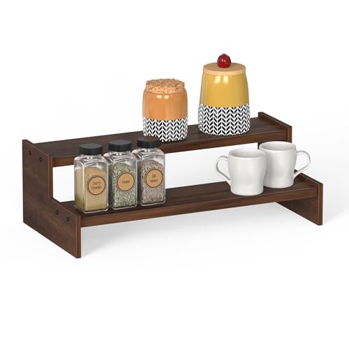 BLUEWUD Dolvin Mini Ladder Style Engineering Wood Spice Masala Rack Shelf Stand Organizer/Spice Bottle Display Rack & Cup Stand for Home & Kitchen, DIY (Do it Yourself)(Brown Maple, 31.1x15.7x10 Cm) - Image 3