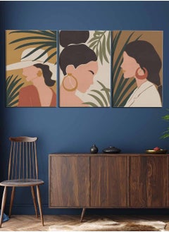 LOWHA Set Of 3 Framed Canvas Wall Arts Stretched Over Wooden Frame, Modern Woman Paintings, For Home, Living Room, Office Decor  - Image 3