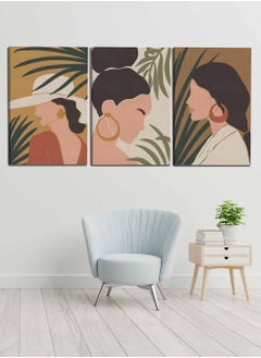 LOWHA Set Of 3 Framed Canvas Wall Arts Stretched Over Wooden Frame, Modern Woman Paintings, For Home, Living Room, Office Decor  - Image 1