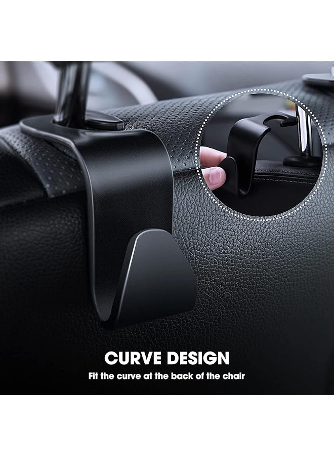 SHOWAY Car Seat Headrest Hooks For Car Back Seat Organizer Hanger Storage Hook Car Purse Holder Fit Universal Vehicle Women Bag Clothes Coats Grocery Bags Car Hooks 4 Pack (Black) - Image 3