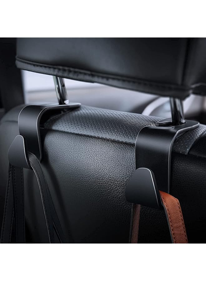 SHOWAY Car Seat Headrest Hooks For Car Back Seat Organizer Hanger Storage Hook Car Purse Holder Fit Universal Vehicle Women Bag Clothes Coats Grocery Bags Car Hooks 4 Pack (Black) - Image 2