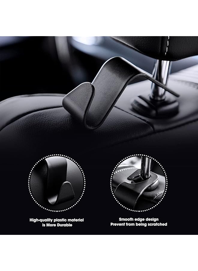 SHOWAY Car Seat Headrest Hooks For Car Back Seat Organizer Hanger Storage Hook Car Purse Holder Fit Universal Vehicle Women Bag Clothes Coats Grocery Bags Car Hooks 4 Pack (Black) - Image 5