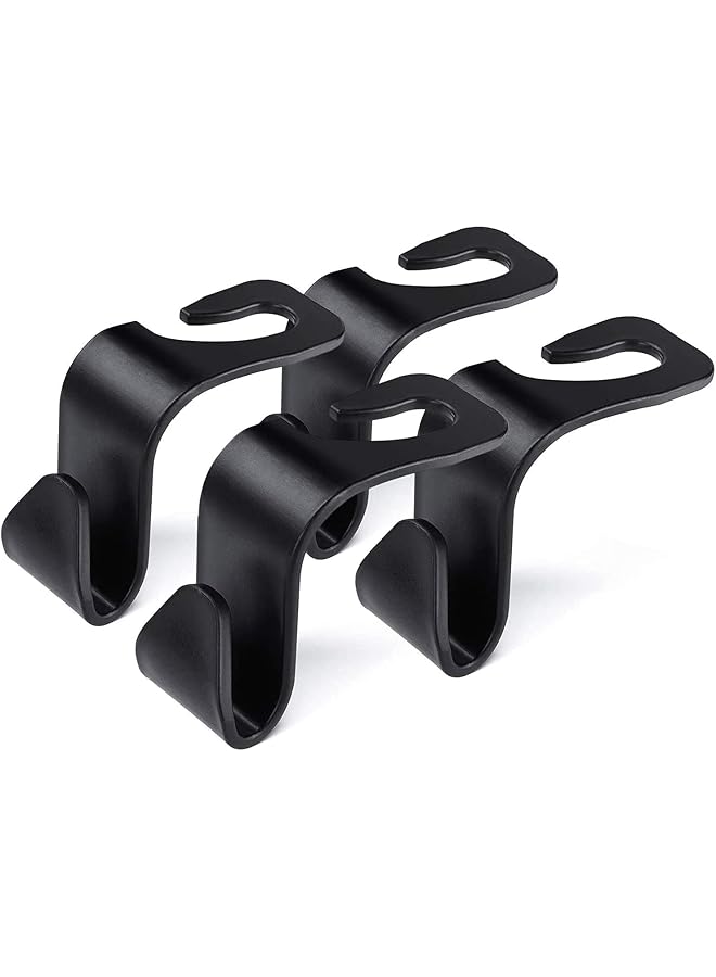 SHOWAY Car Seat Headrest Hooks For Car Back Seat Organizer Hanger Storage Hook Car Purse Holder Fit Universal Vehicle Women Bag Clothes Coats Grocery Bags Car Hooks 4 Pack (Black) - Image 1