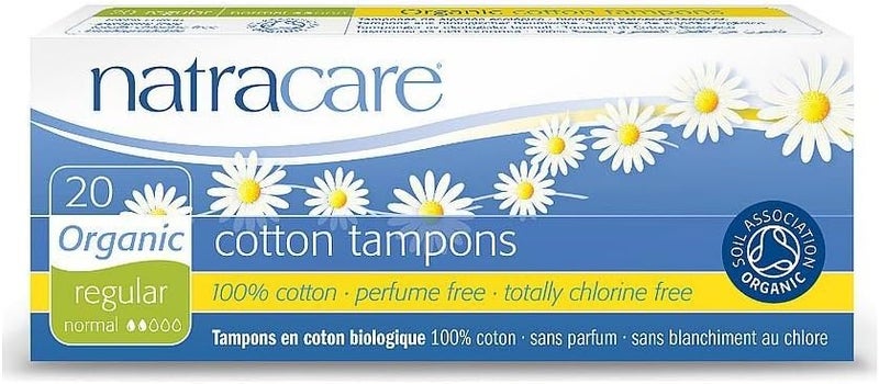Natracare Organic Cotton Tampons Regular Absorbency Without Applicator 1 Pack of 20 Tampons