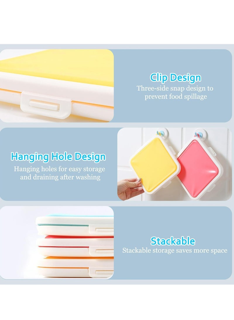 أوزيغالور حاويات الساندويتش محفظات الساندويتش المصنوعة من السيليكون محفظة الغداء للفواكه، السلطة، المقرمشات، الأطفال (أزرق) - Image 3