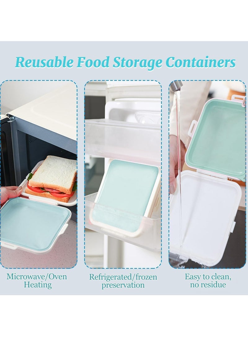 أوزيغالور حاويات الساندويتش محفظات الساندويتش المصنوعة من السيليكون محفظة الغداء للفواكه، السلطة، المقرمشات، الأطفال (أزرق) - Image 4