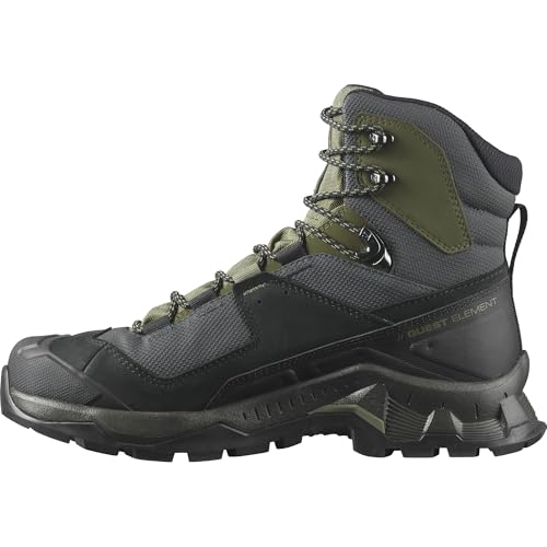 Salomon Men’s Quest Element Gore-Tex, Waterproof Neutral Leather Hiking Boots - Black/Deep Lichen Green/Olive Night - 7.5 - Image 1